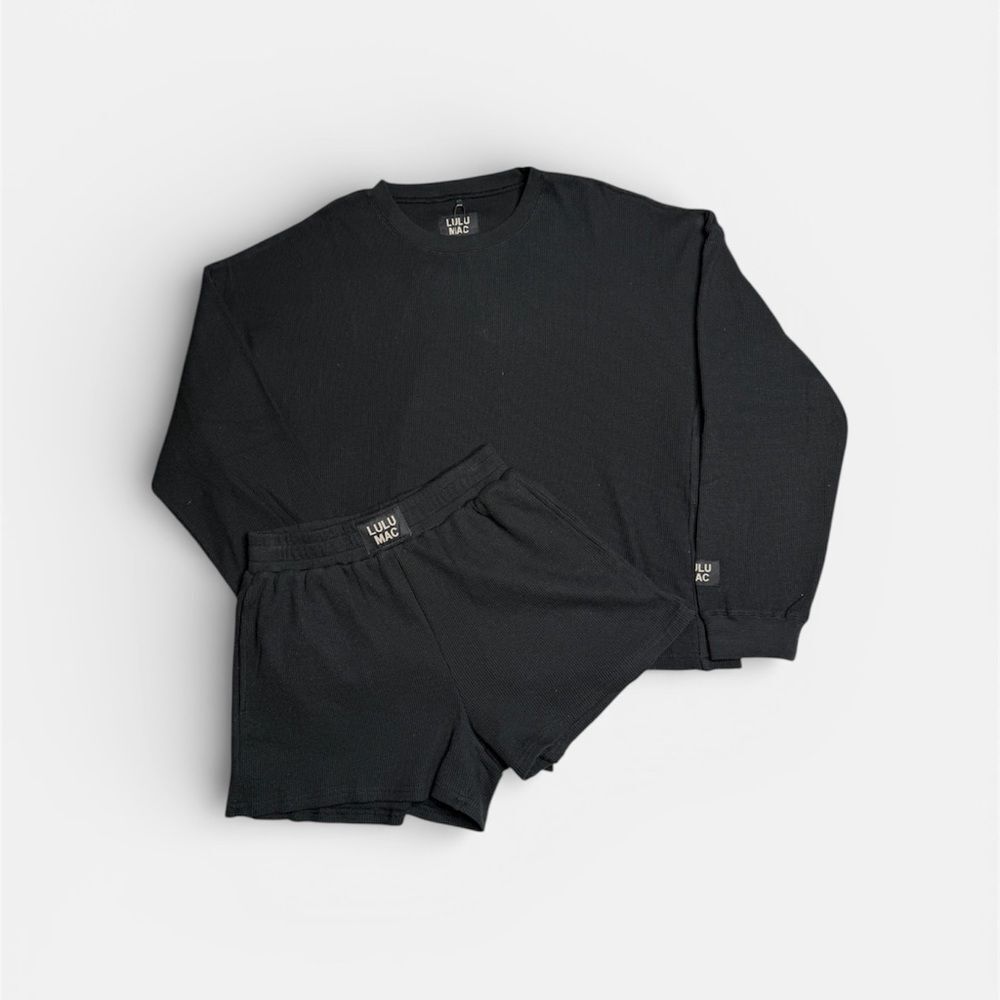 Lulu Mac Black Waffle SHORTS ONLY NWT